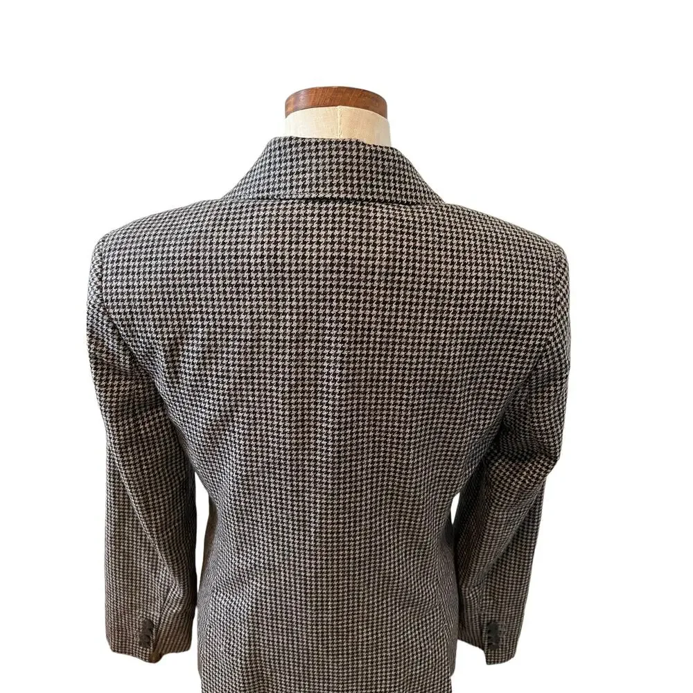 Eddie Bauer Tailored Blazer Black & Gray Houndstooth Print 6